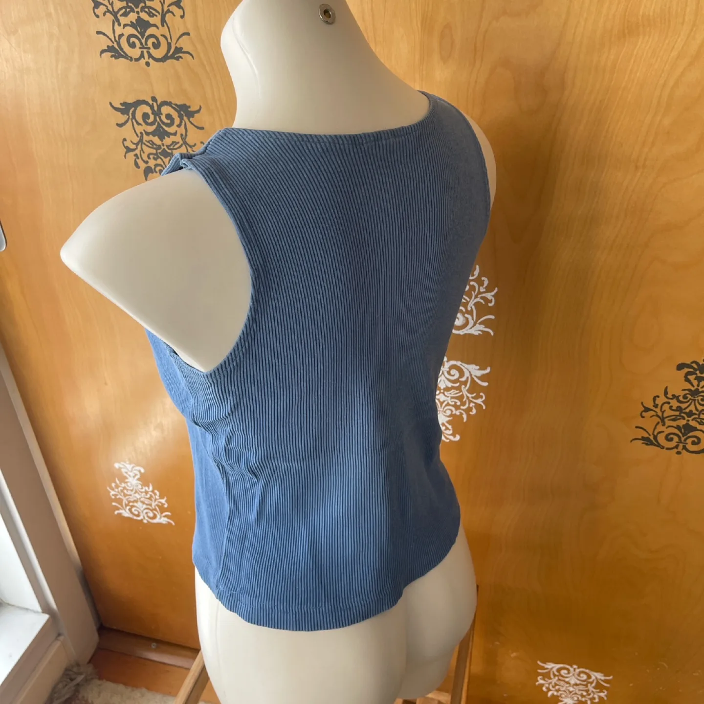 Vintage 90s Blue Ribbed Cropped Tank Top s/M image indicator(7)