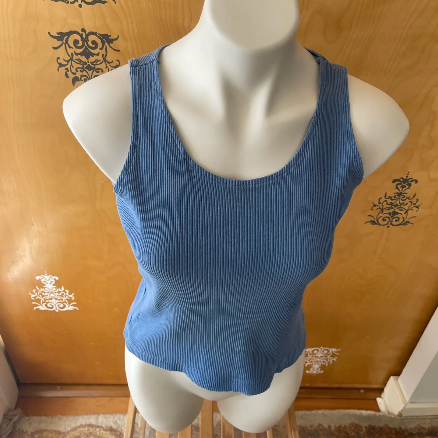 Vintage 90s Blue Ribbed Cropped Tank Top s/M image indicator(8)