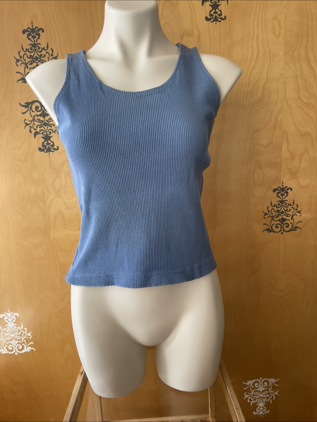 Vintage 90s Blue Ribbed Cropped Tank Top s/M