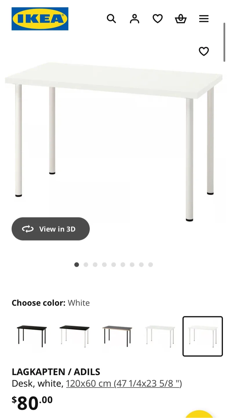 IKEA LAGKAPTEN / ADILS 🥕Desk - White, 120x60 cm image indicator(4)