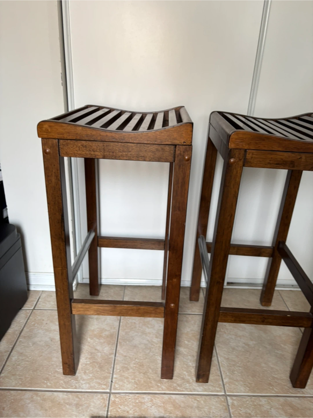 Set of Two Wooden Bar Stools
