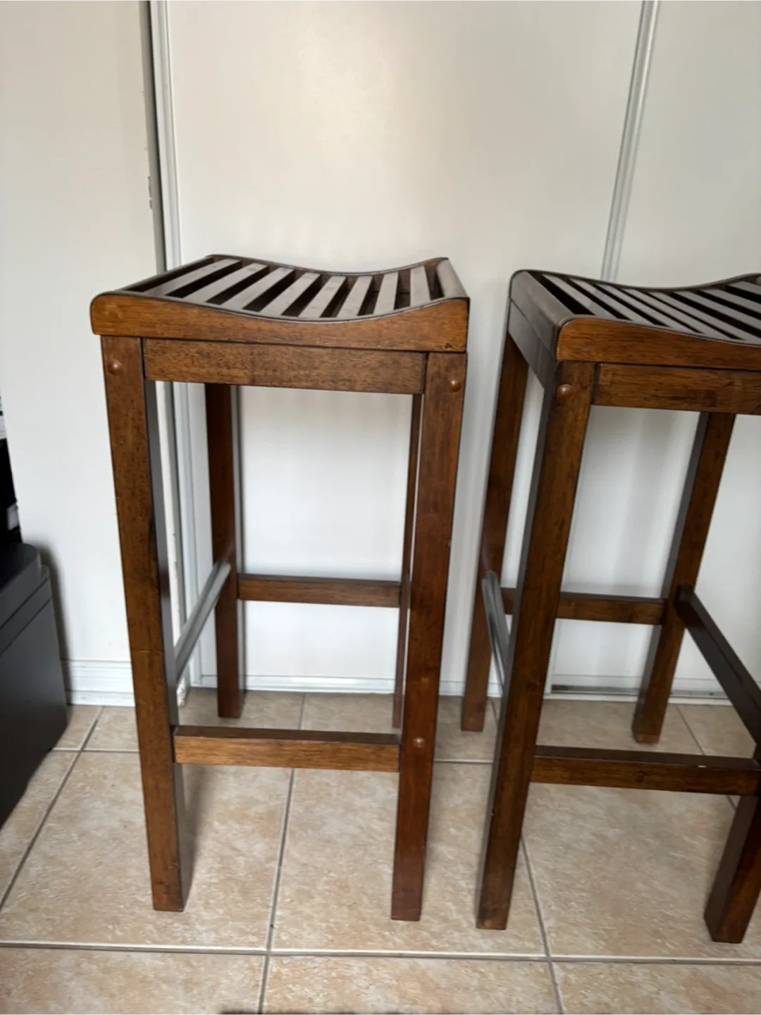 Set of Two Wooden Bar Stools thumbnail