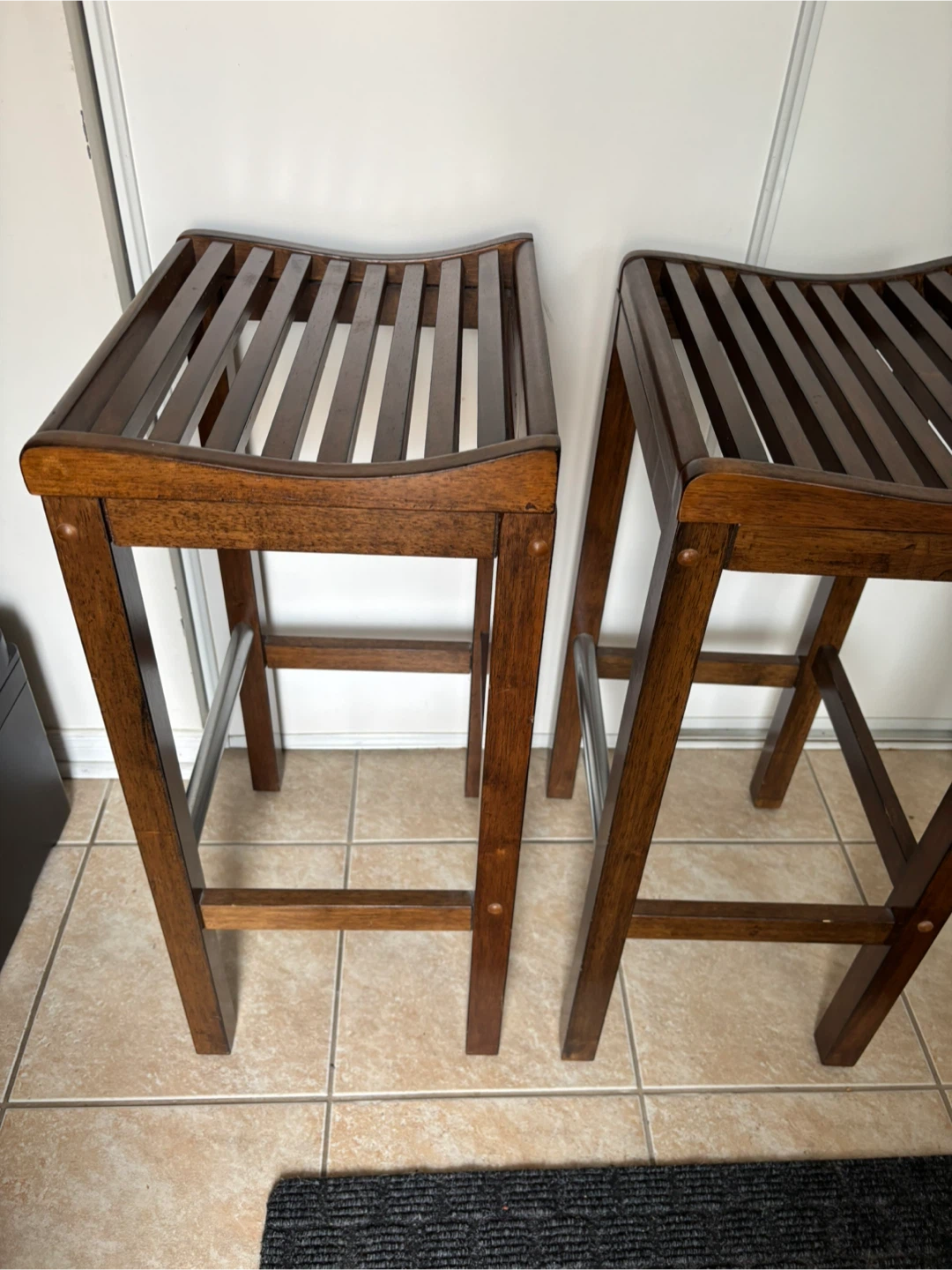 Set of Two Wooden Bar Stools - photo 2