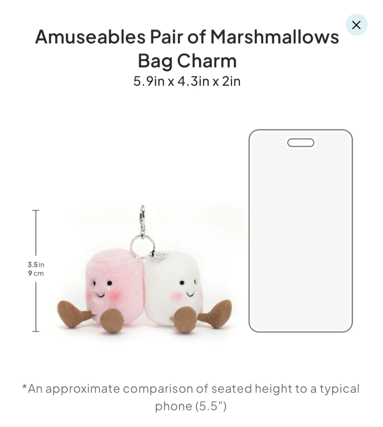 Jellycat Amuseables Pair Of Marshmallows Bag Charm image indicator(2)