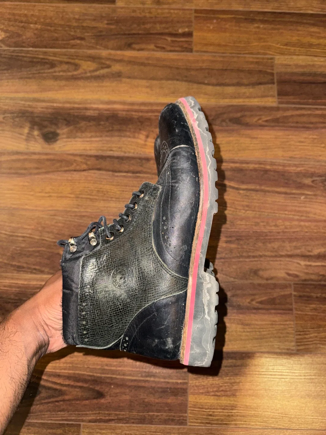 Woodland Black Leather Boots