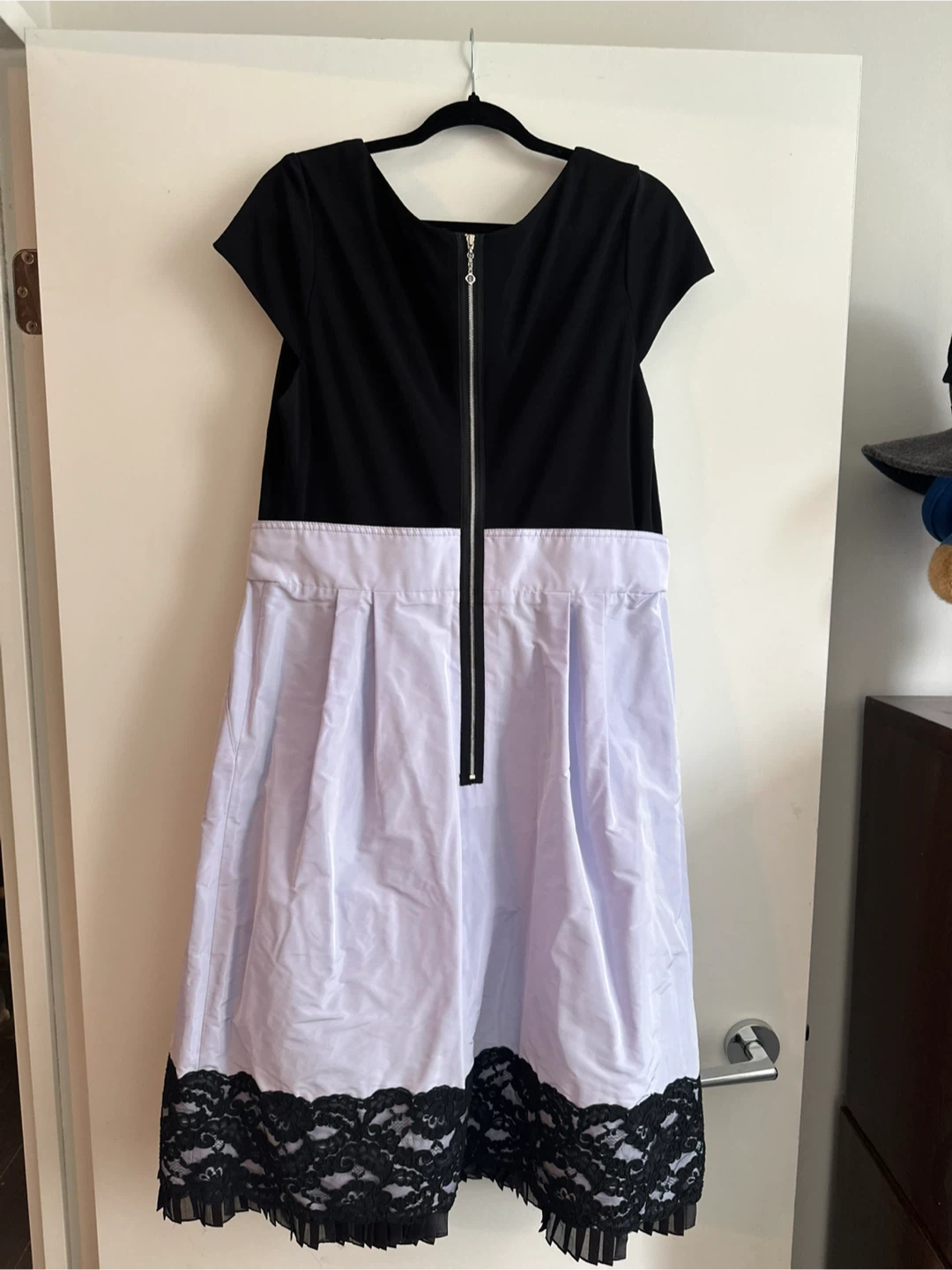 Black & Lilac Dress with Lace Trim - Size M/L - photo 2
