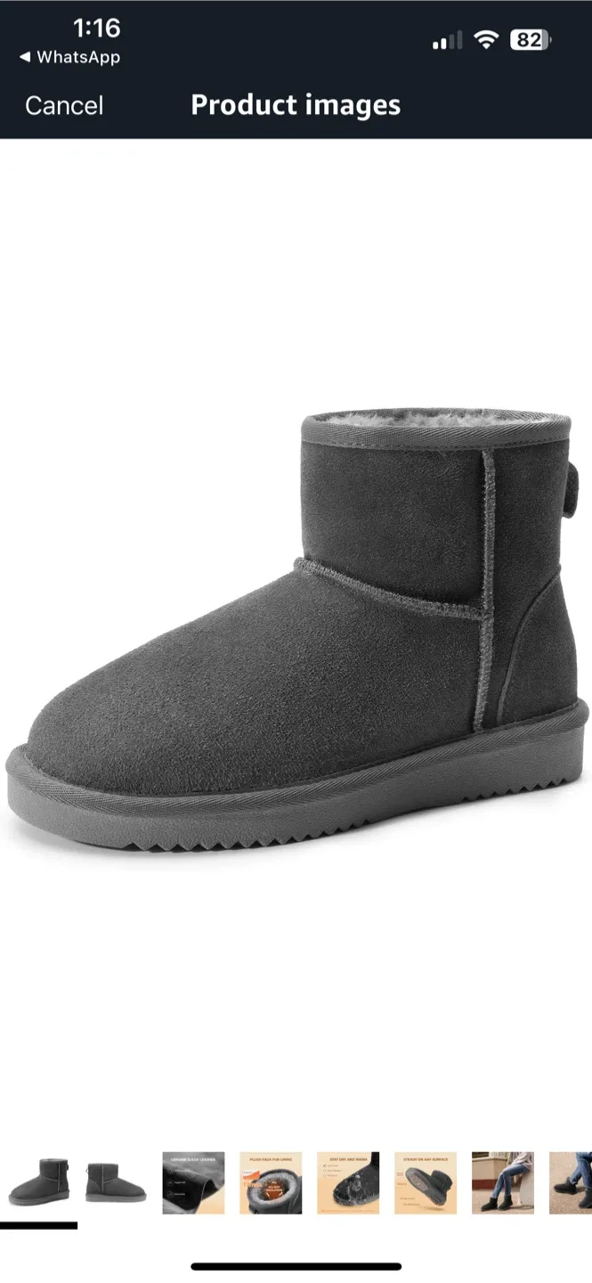 NEW! DREAM PAIRS Grey Mini Suede Leather Winter Boots thumbnail