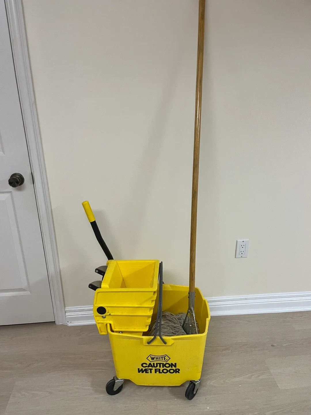 White Caution Wet Floor Mop Bucket thumbnail