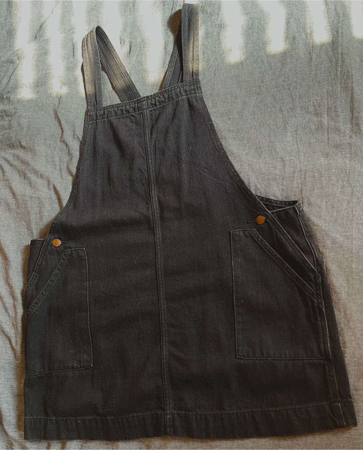 Universal Thread Black Denim Overall Dress - Size L thumbnail
