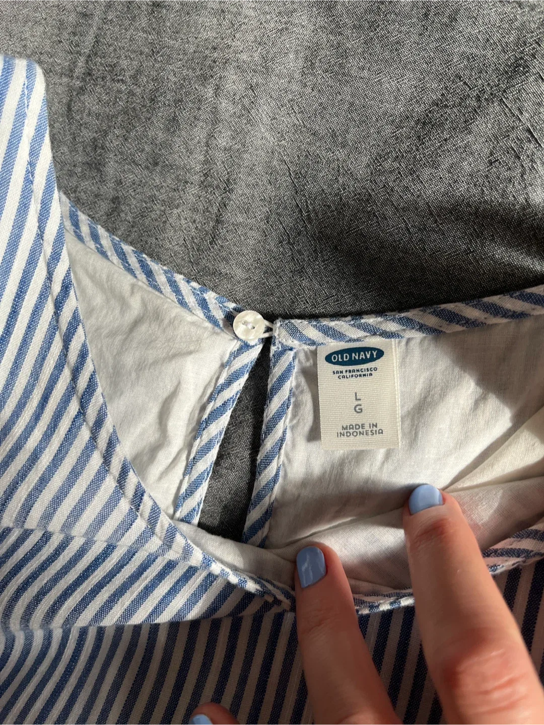 Old Navy Blue Striped Dress - Size L image indicator(3)