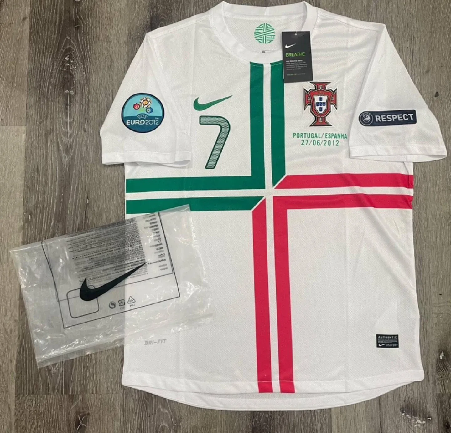 Portugal Ronaldo #7 Euro 2012 White Nike Away Jersey thumbnail