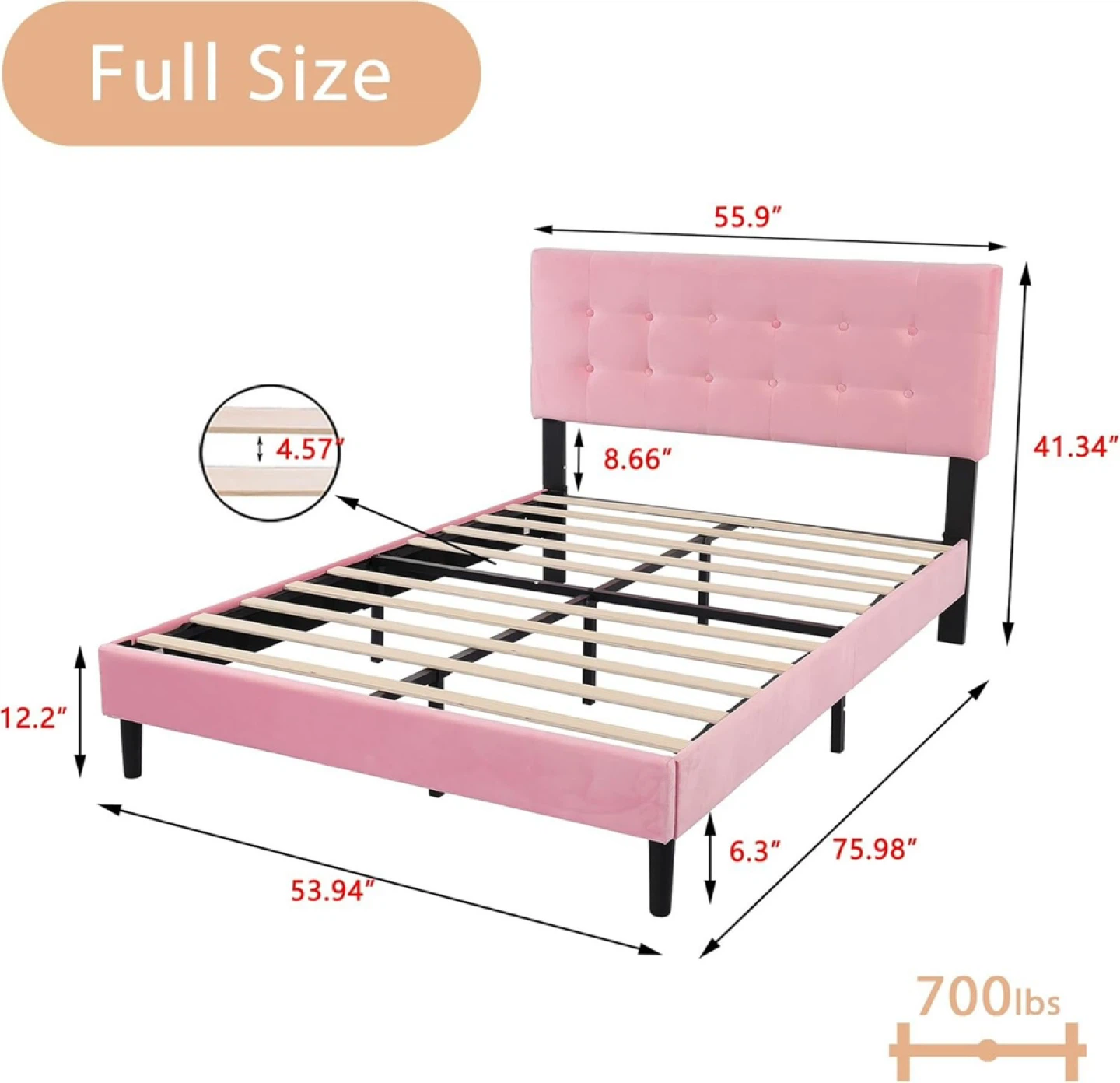 🛏️ Full Bed with Metal Frame + Firm Mattress - photo 3