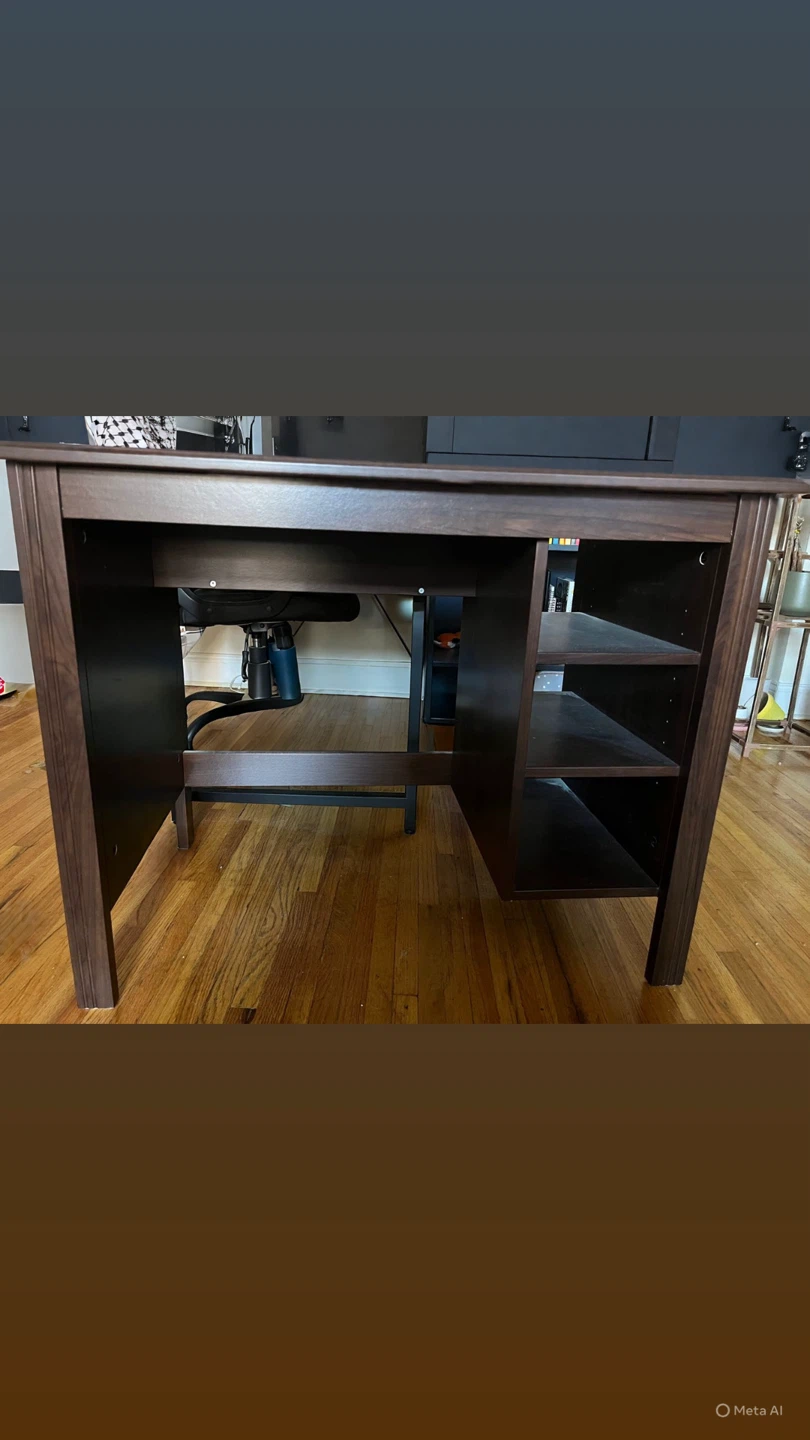 Dark Wood Desk with Shelves