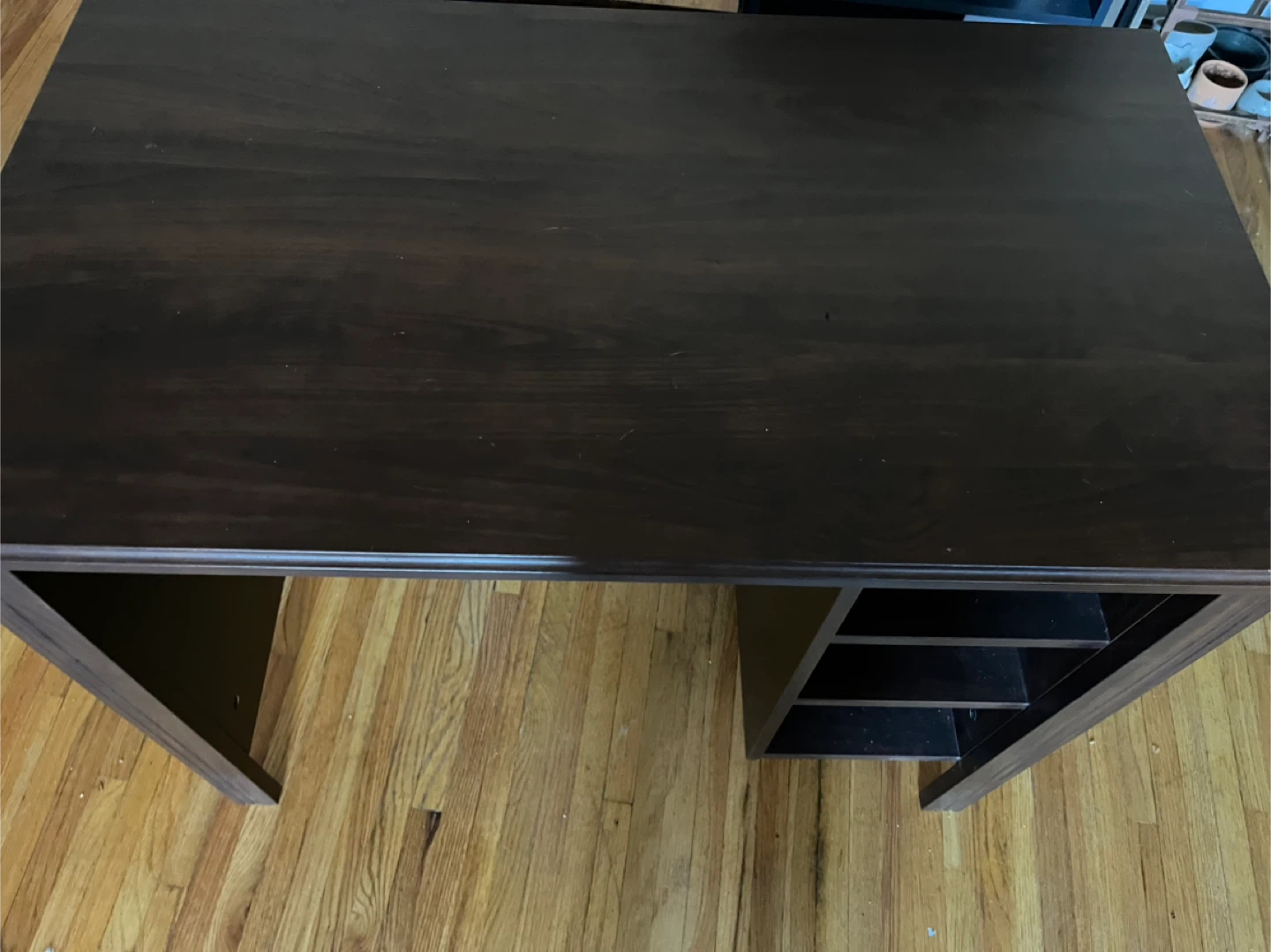 Dark Wood Desk with Shelves - photo 2