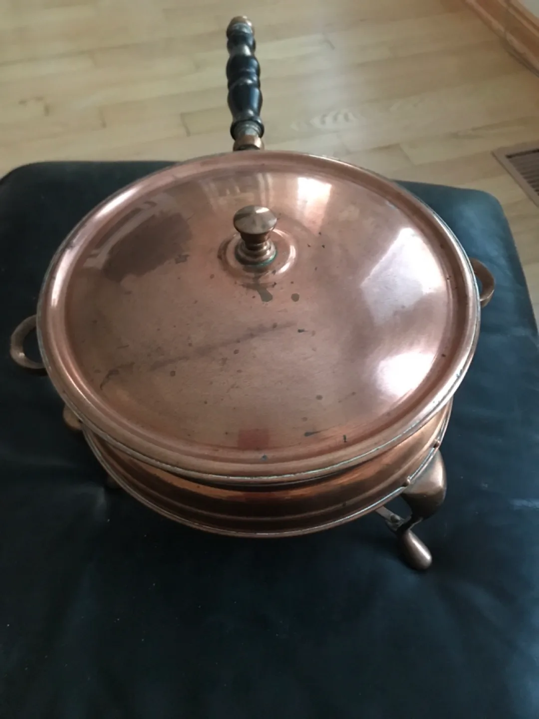 Vintage Copper Chafing Dish with Stand thumbnail