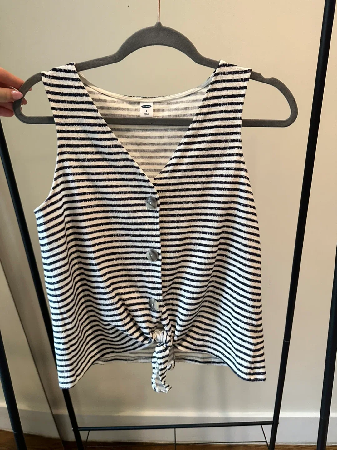 Old Navy Striped Tie-Front Tank Top - Size S thumbnail
