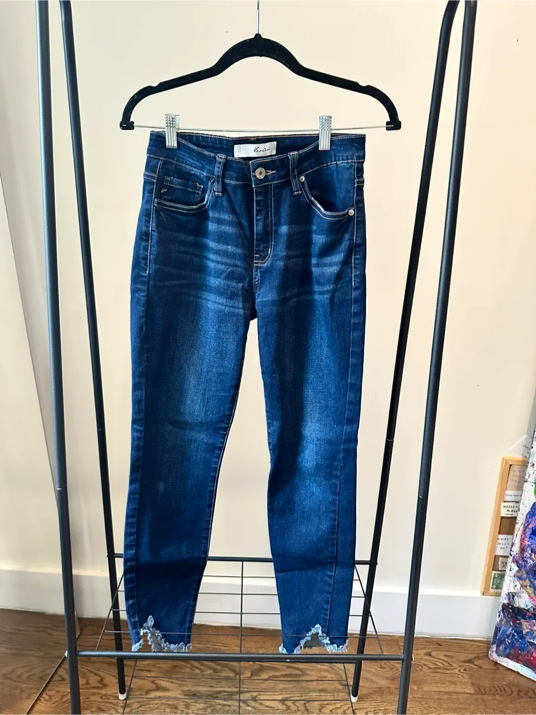 KanCan High Waisted Ripped Fringe Jeans thumbnail