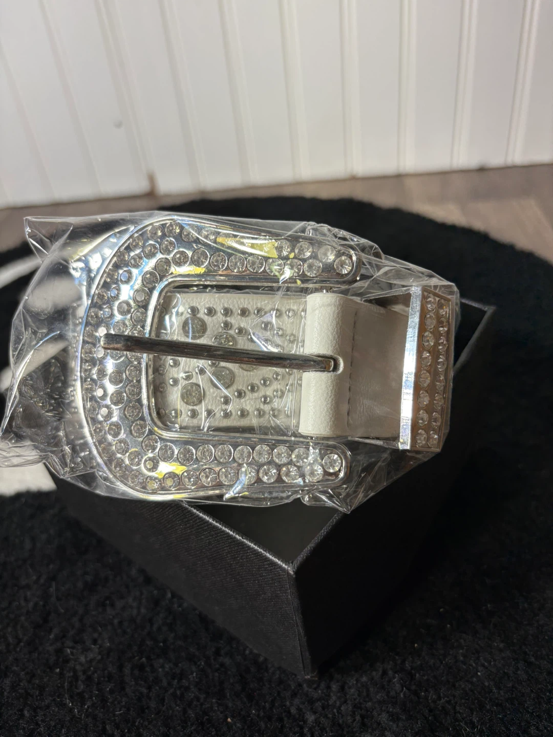 White Rhinestone Belt