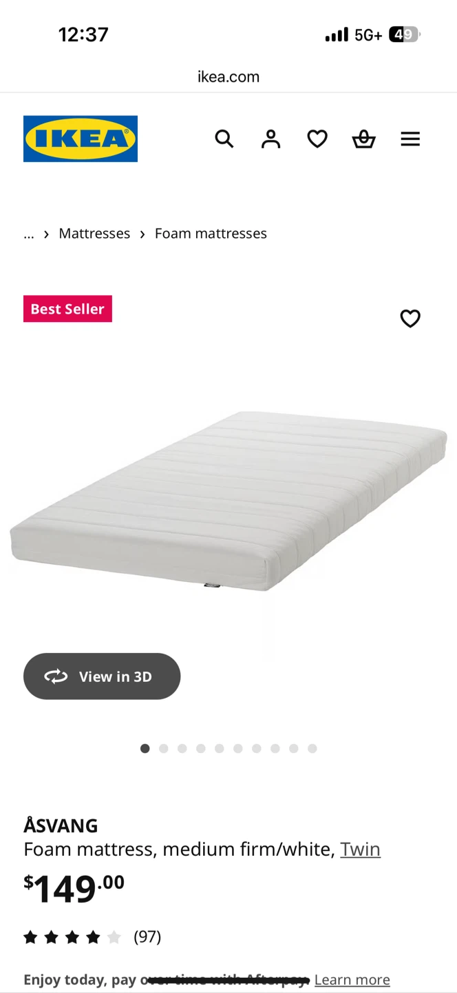 Original Price: $149 IKEA ÅSVANG Twin Foam Mattress