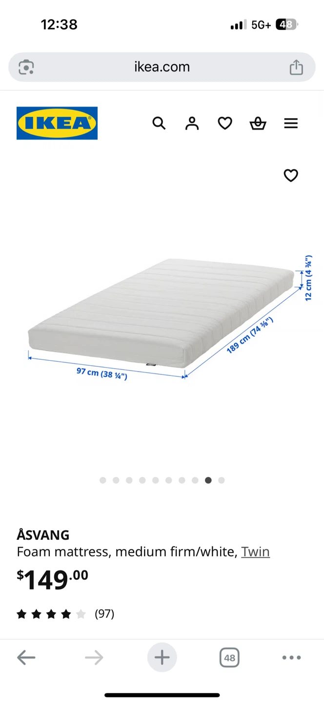 Original Price: $149 IKEA ÅSVANG Twin Foam Mattress - photo 2