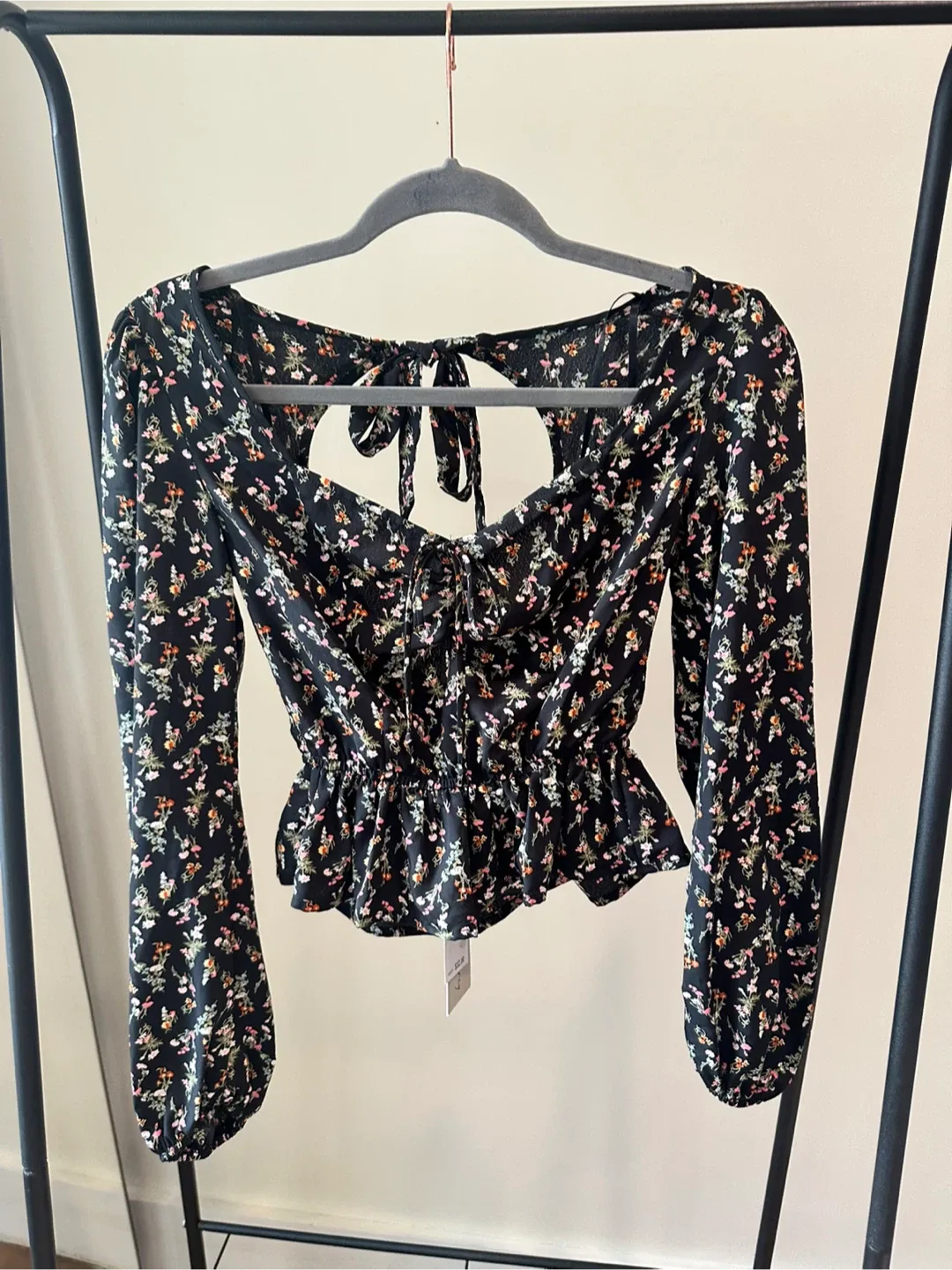 Kingston Grey Floral Blouse - Size XS thumbnail