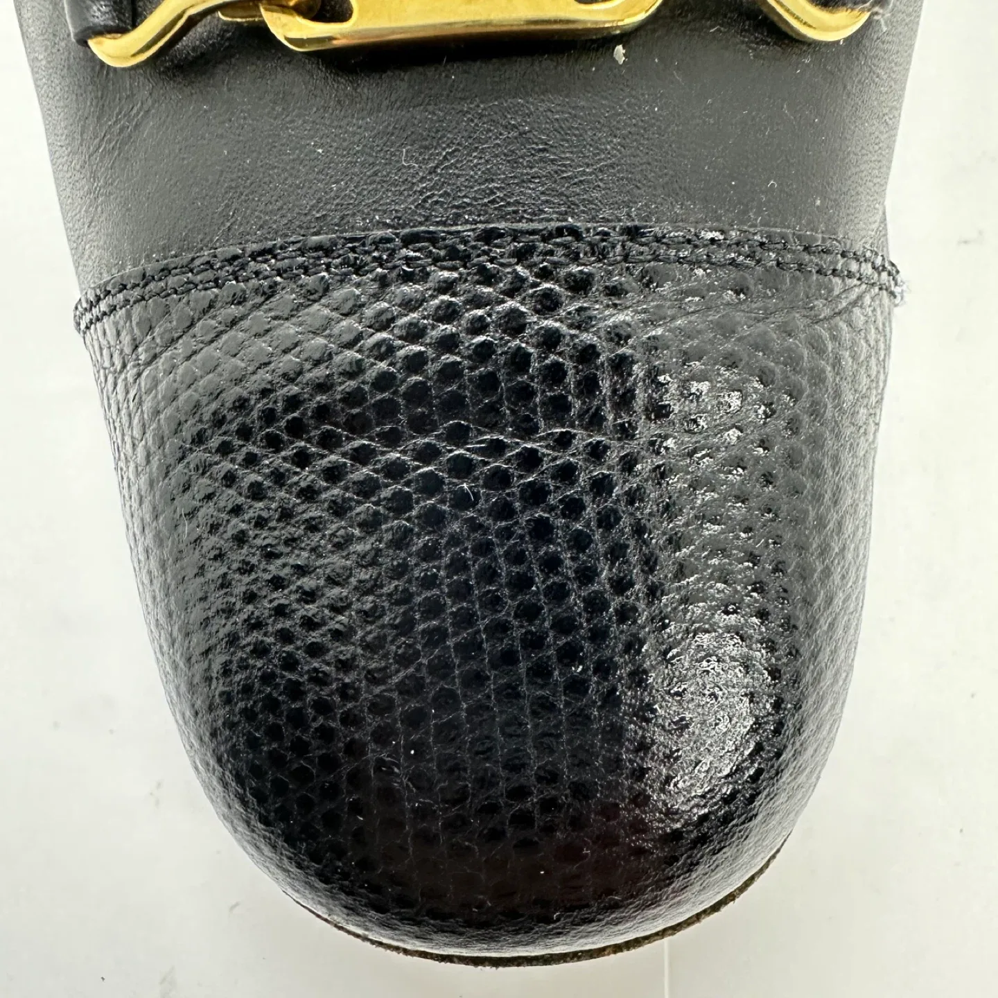 Salvatore Ferragamo Black Leather Block Heel Pumps Size 9AA image indicator(6)