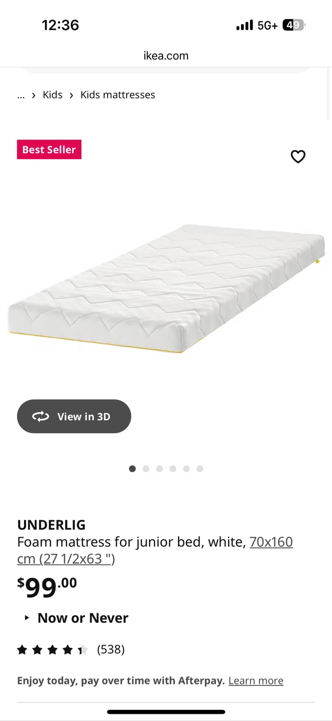 Original price: $99 IKEA UNDERLIG Foam Mattress for Junior Bed