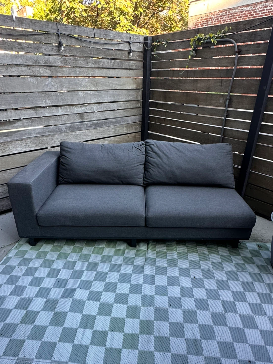 Gray Outdoor Couch with Performance Fabric & Cover