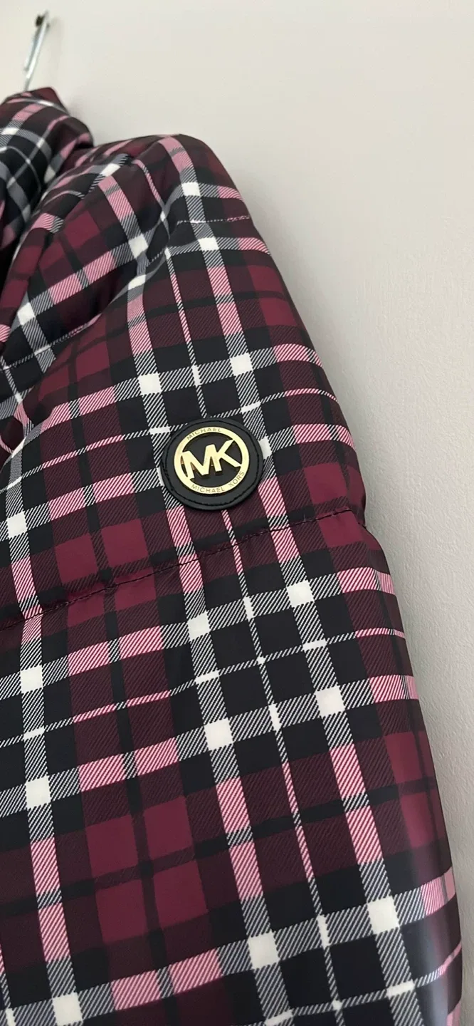 New Michael Kors Plaid Puffer Jacket - Size XS image indicator(3)