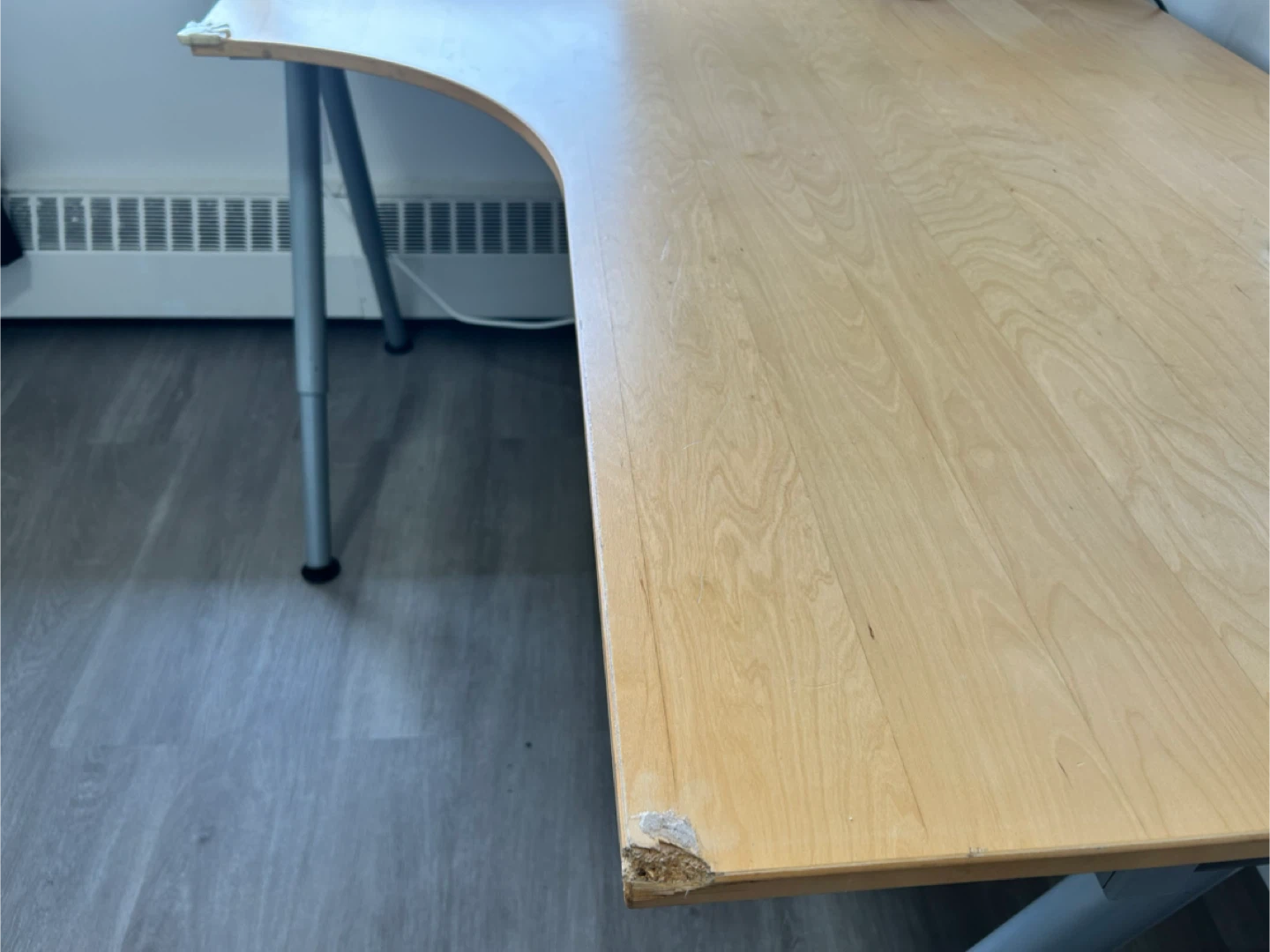 Ikea L-Shaped Corner Desk - Light Wood & Metal Silver Frame - photo 5
