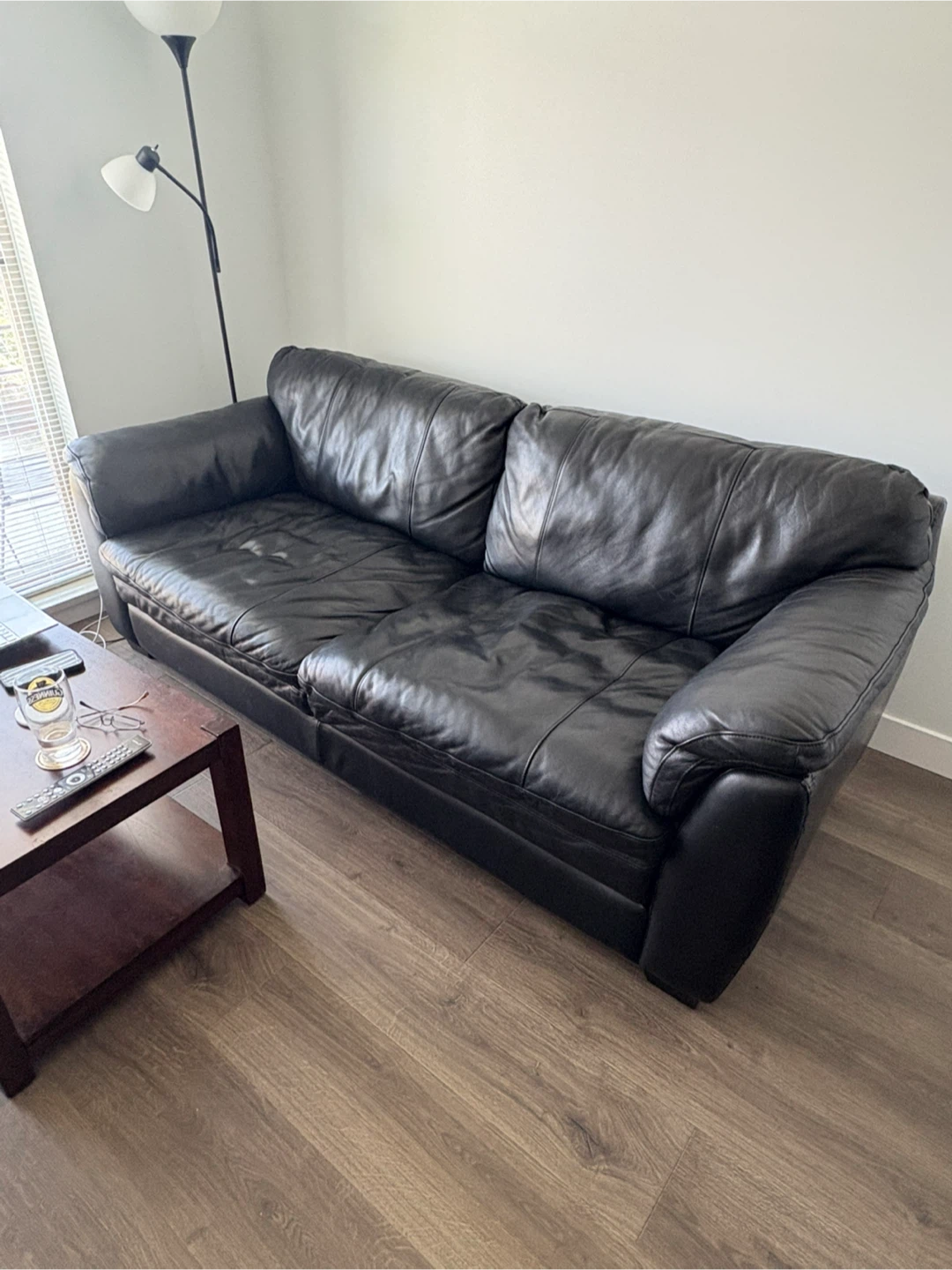 Black Leather Sofa - photo 2