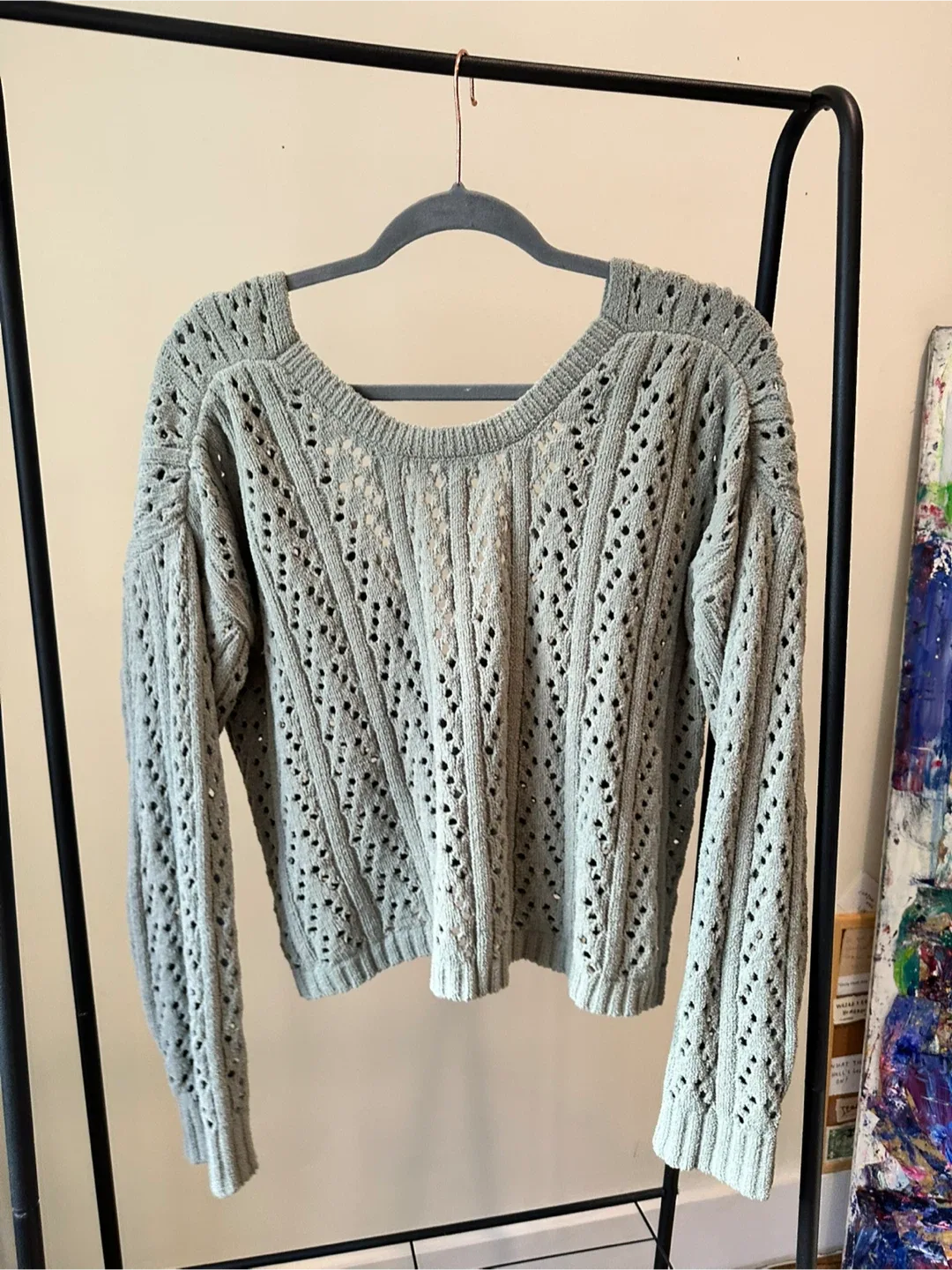 Poof Apparel Knitted Green Sweater thumbnail