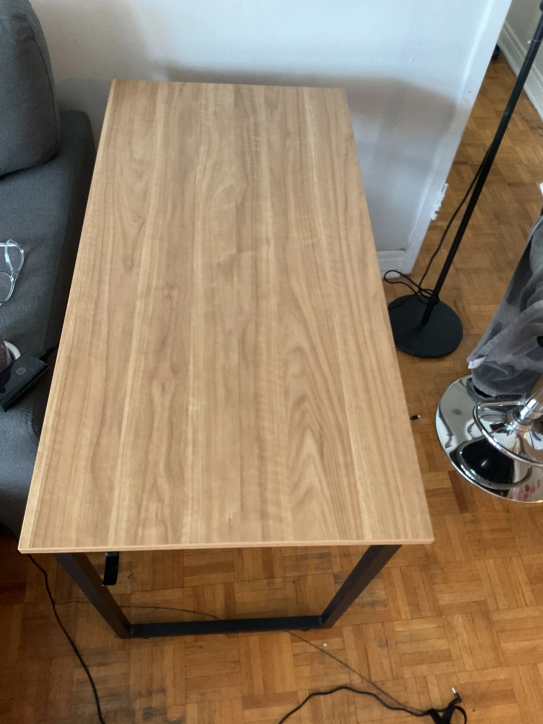 Wood and Black Metal Desk
