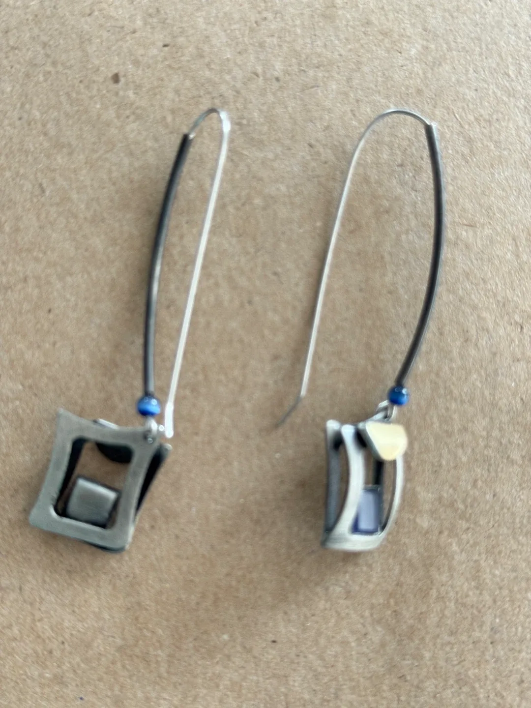 Drop Earrings with Blue Stone Accent image indicator(2)