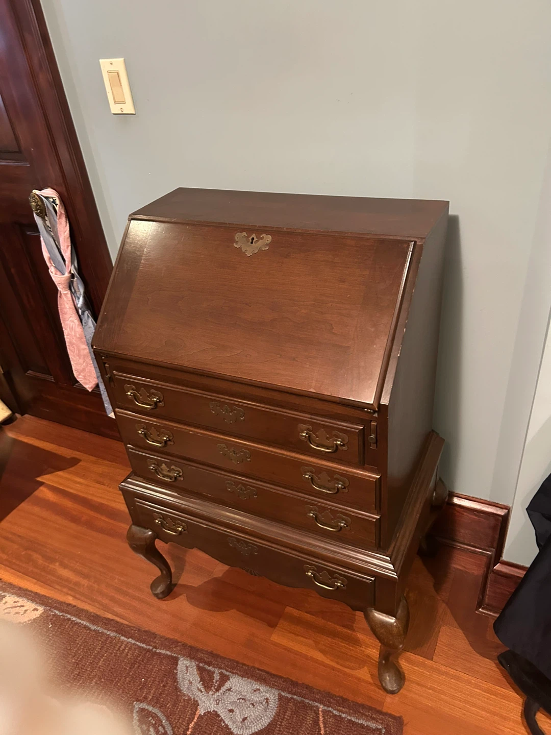 Antique Secretary Desk - Brown Wood