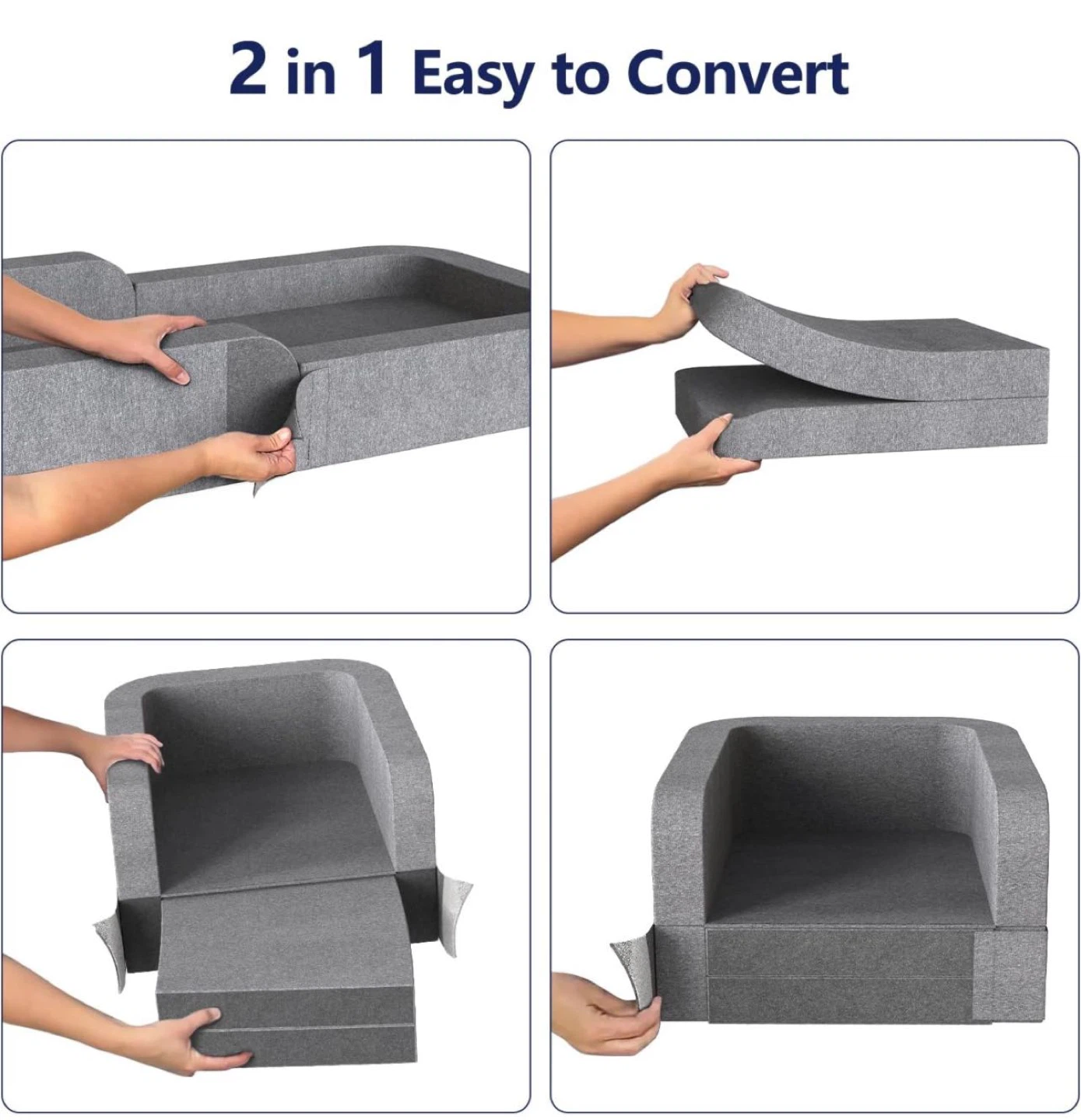 Convertible Kids Sofa Bed - Gray - photo 2