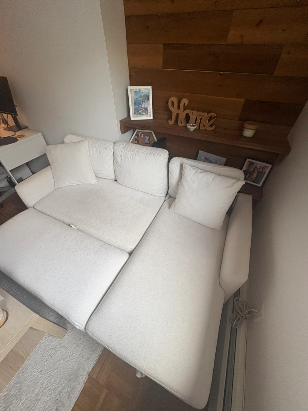 $300 White Sectional Sofa Bed with Chaise (One year old) - photo 2