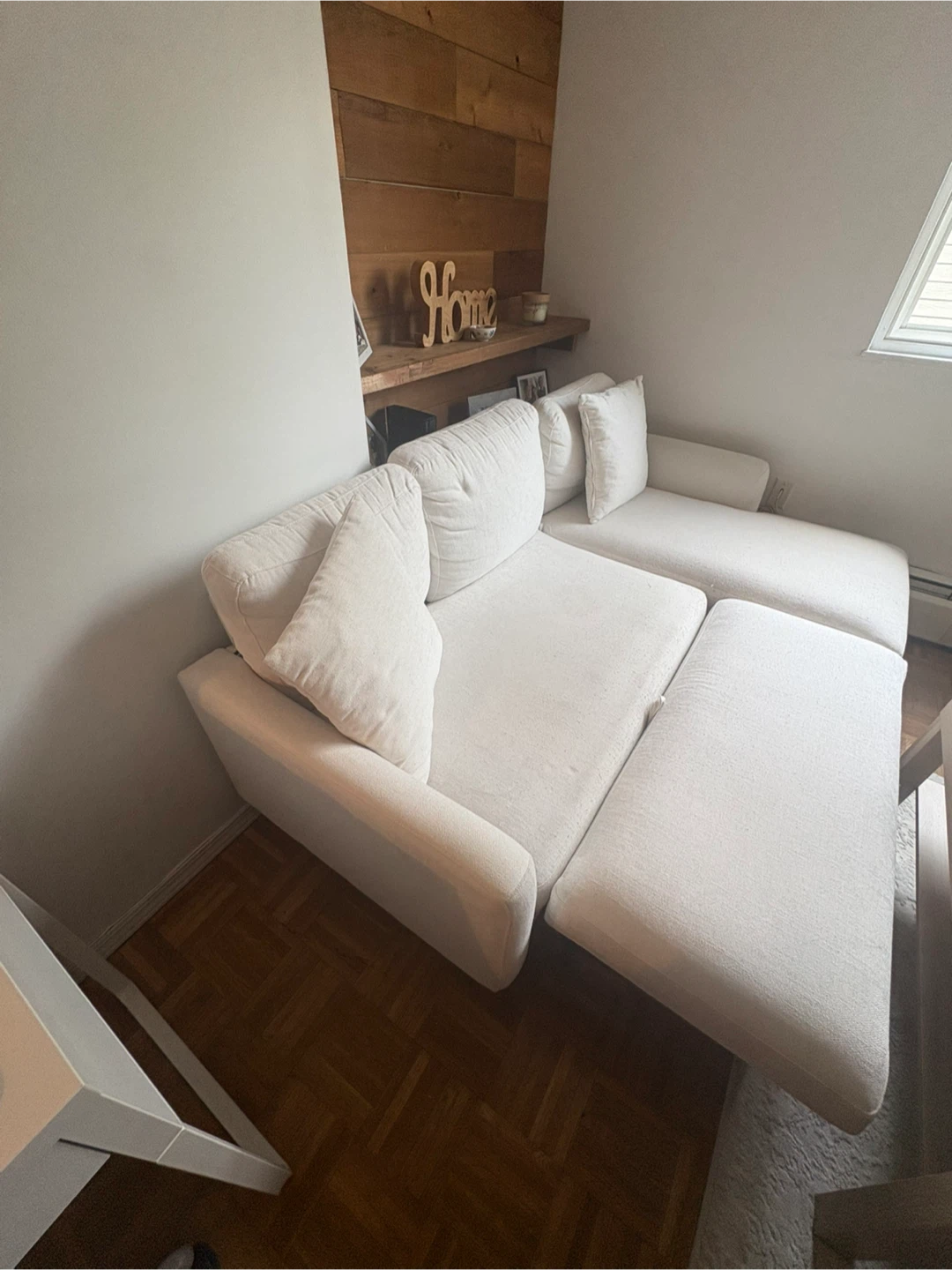$300 White Sectional Sofa Bed with Chaise (One year old) - photo 4