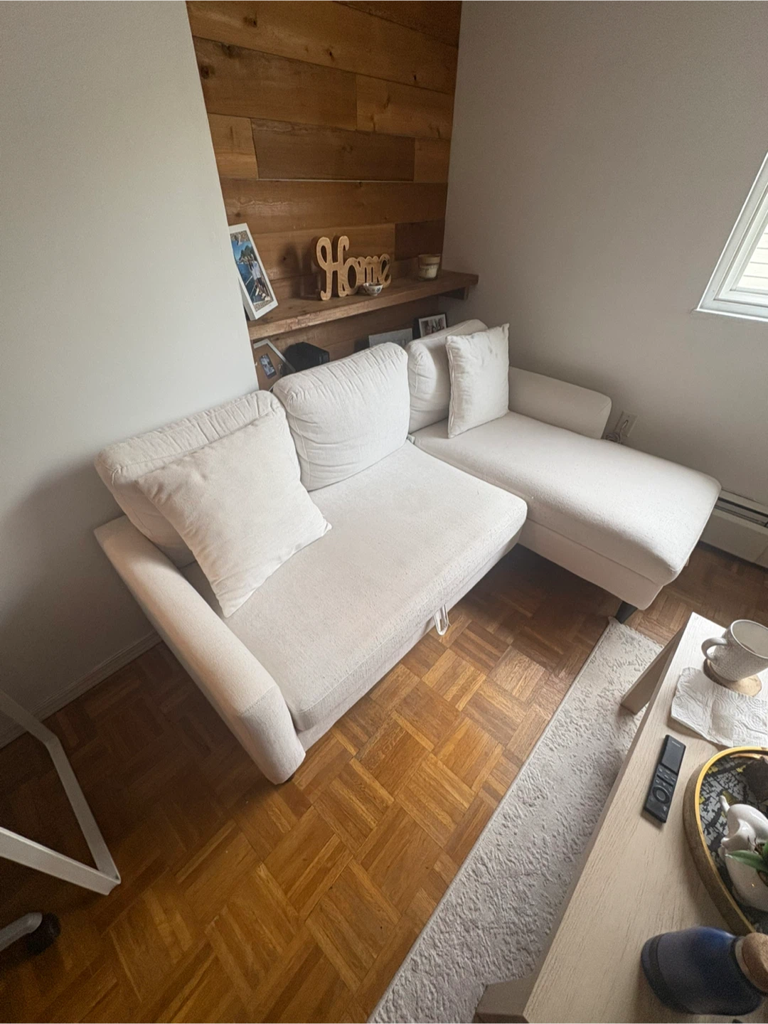 $300 White Sectional Sofa Bed with Chaise (One year old) - photo 3