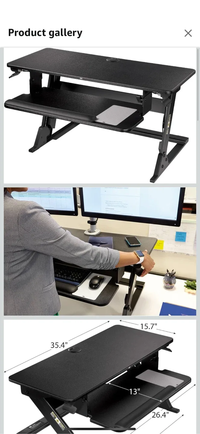 3M SD60B Adjustable Standing Desk - Black, 35 inch image indicator(8)