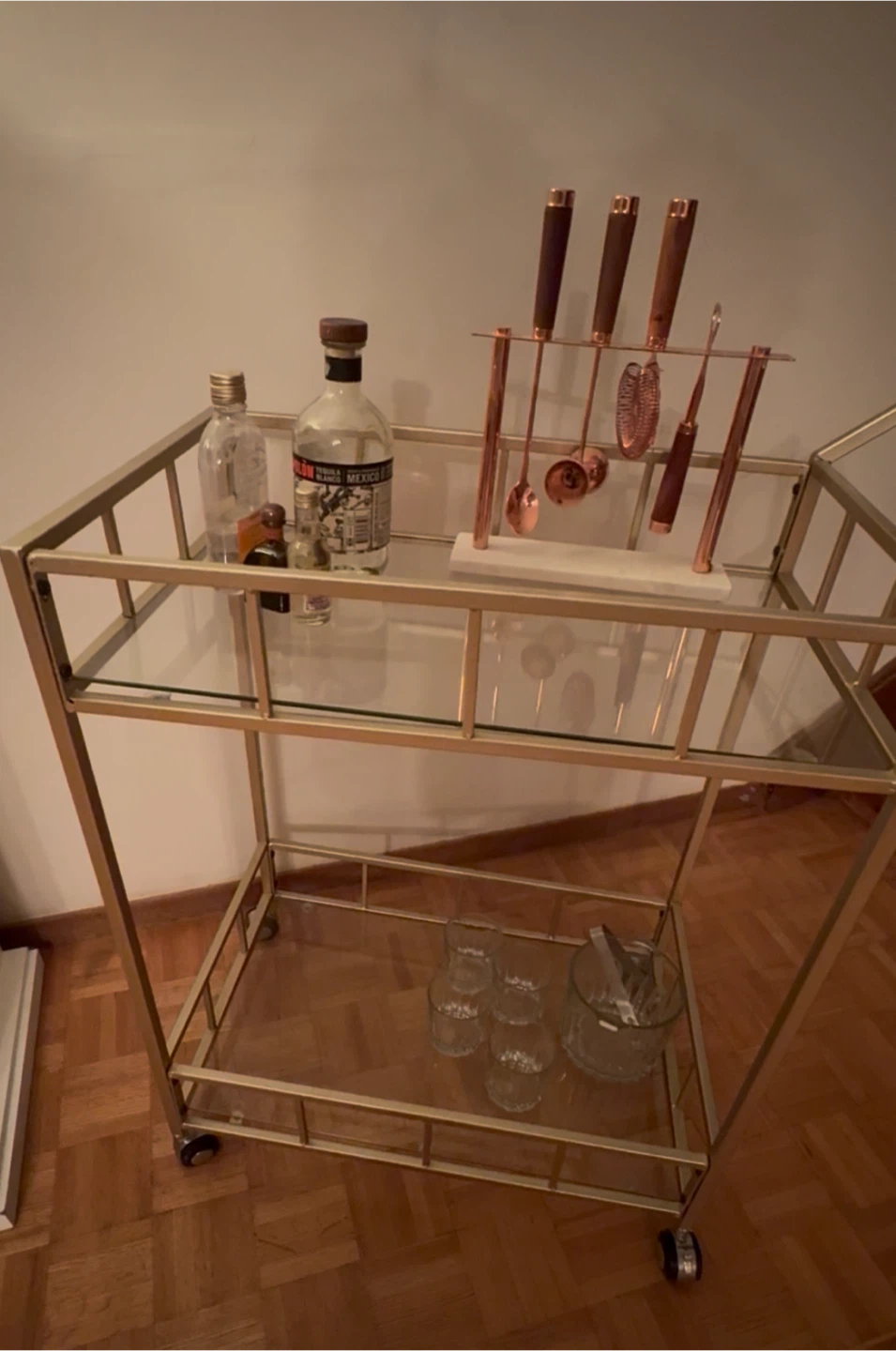 Gold Bar Cart + Free rose gold cocktail set
