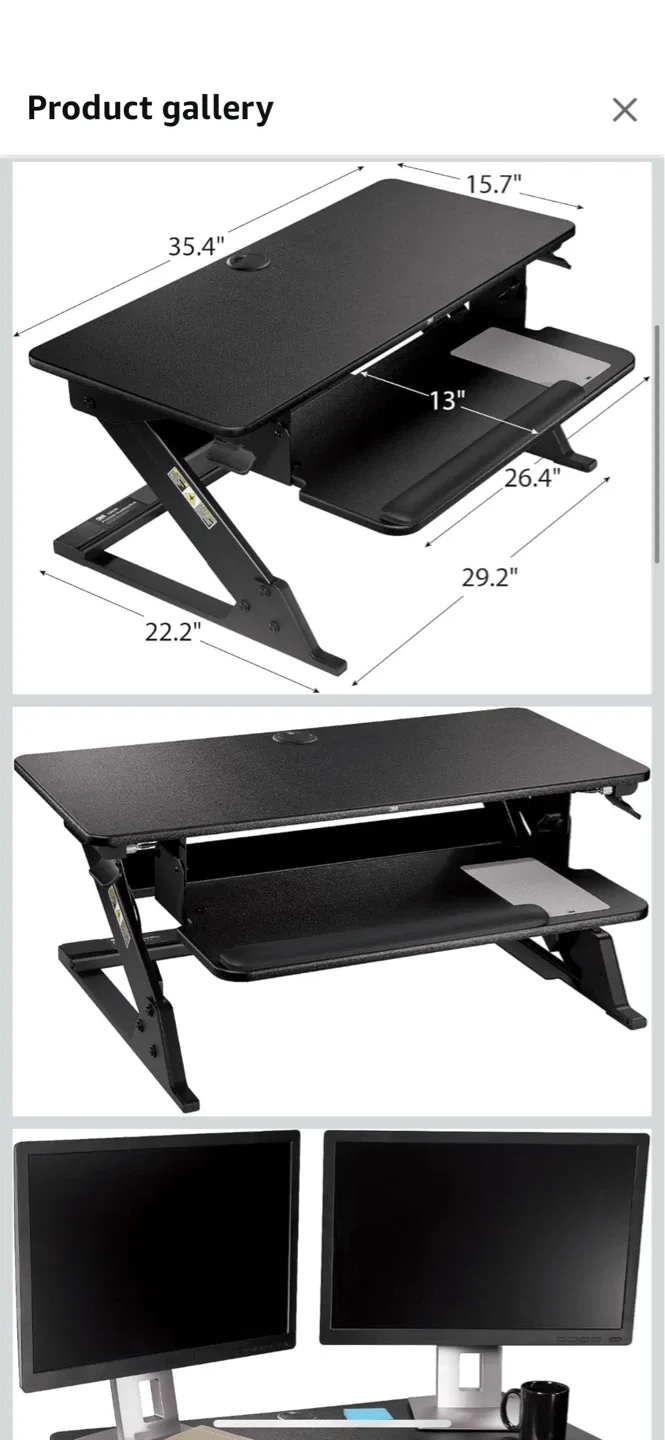3M SD60B Adjustable Standing Desk - Black, 35 inch image indicator(6)