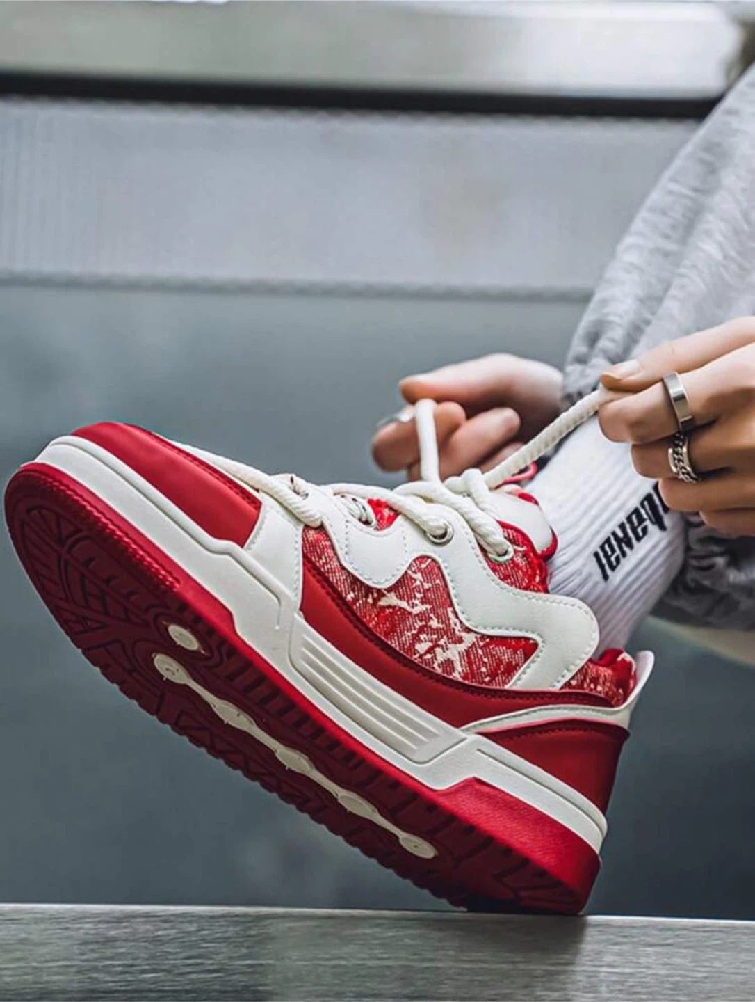 Red & White Fashion Sneakers - photo 4