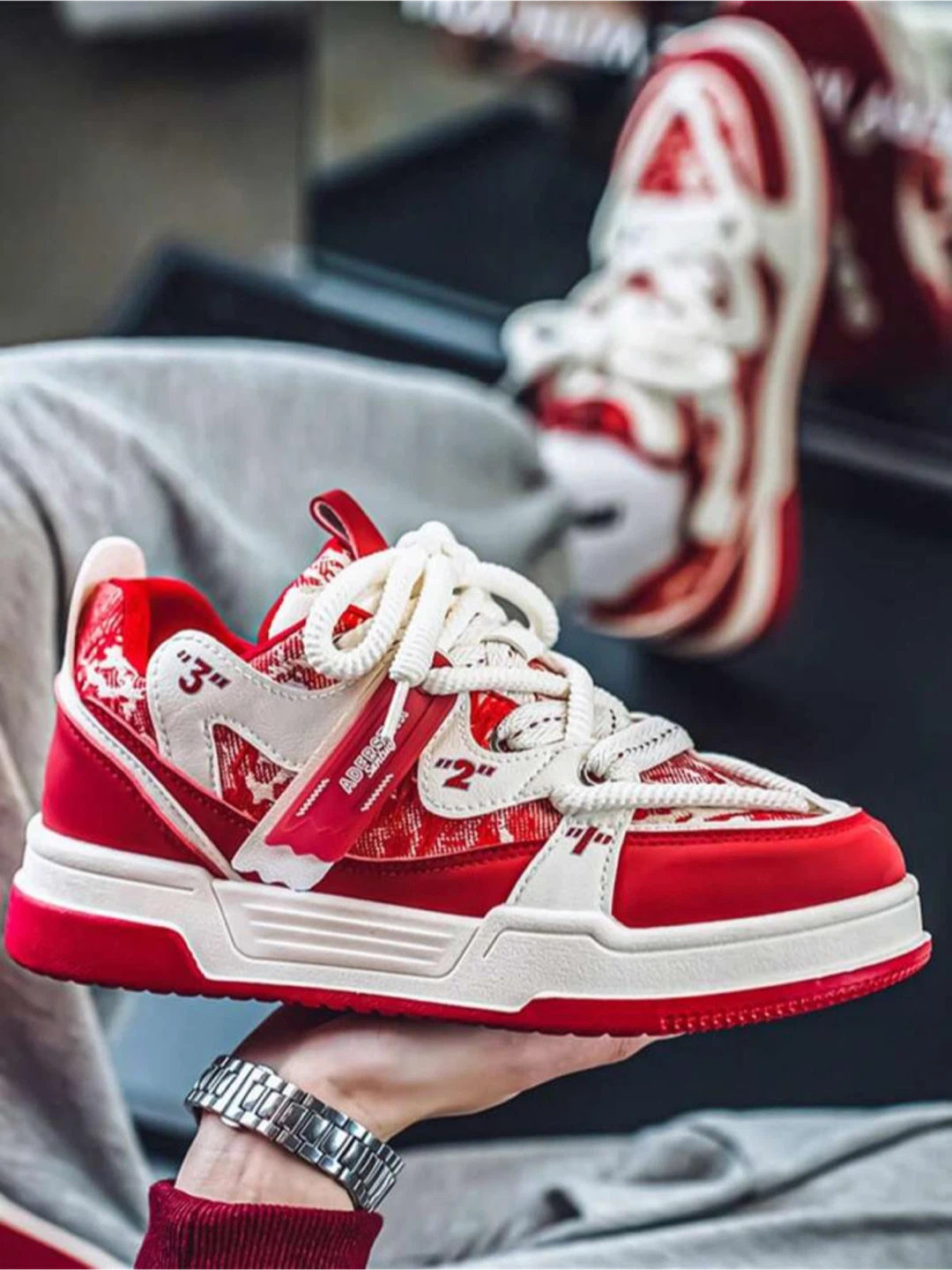 Red & White Fashion Sneakers - photo 3