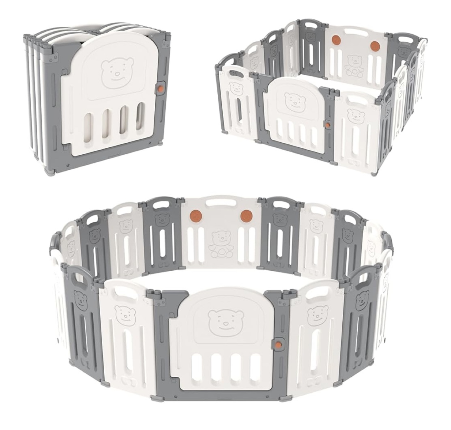 Baby Folding Play Pen - White/Grey - photo 3