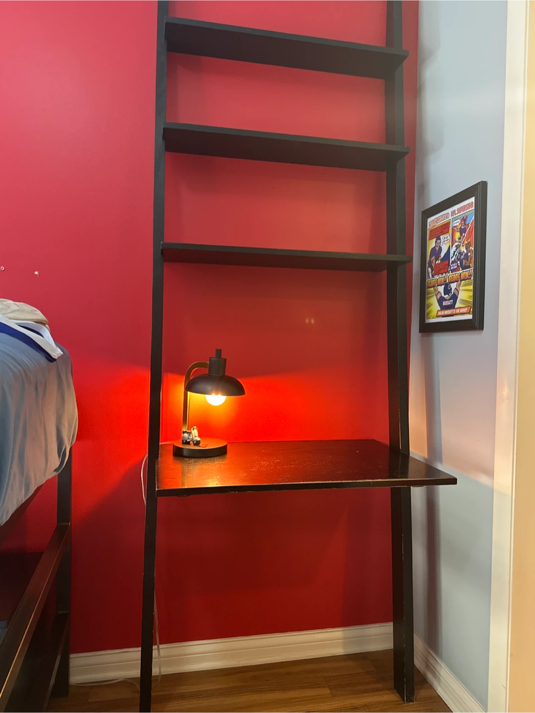 Black Ladder Shelf with Desk