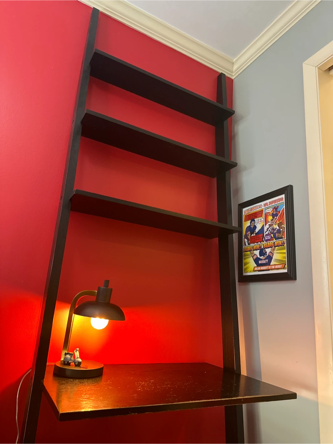 Black Ladder Shelf with Desk - photo 2
