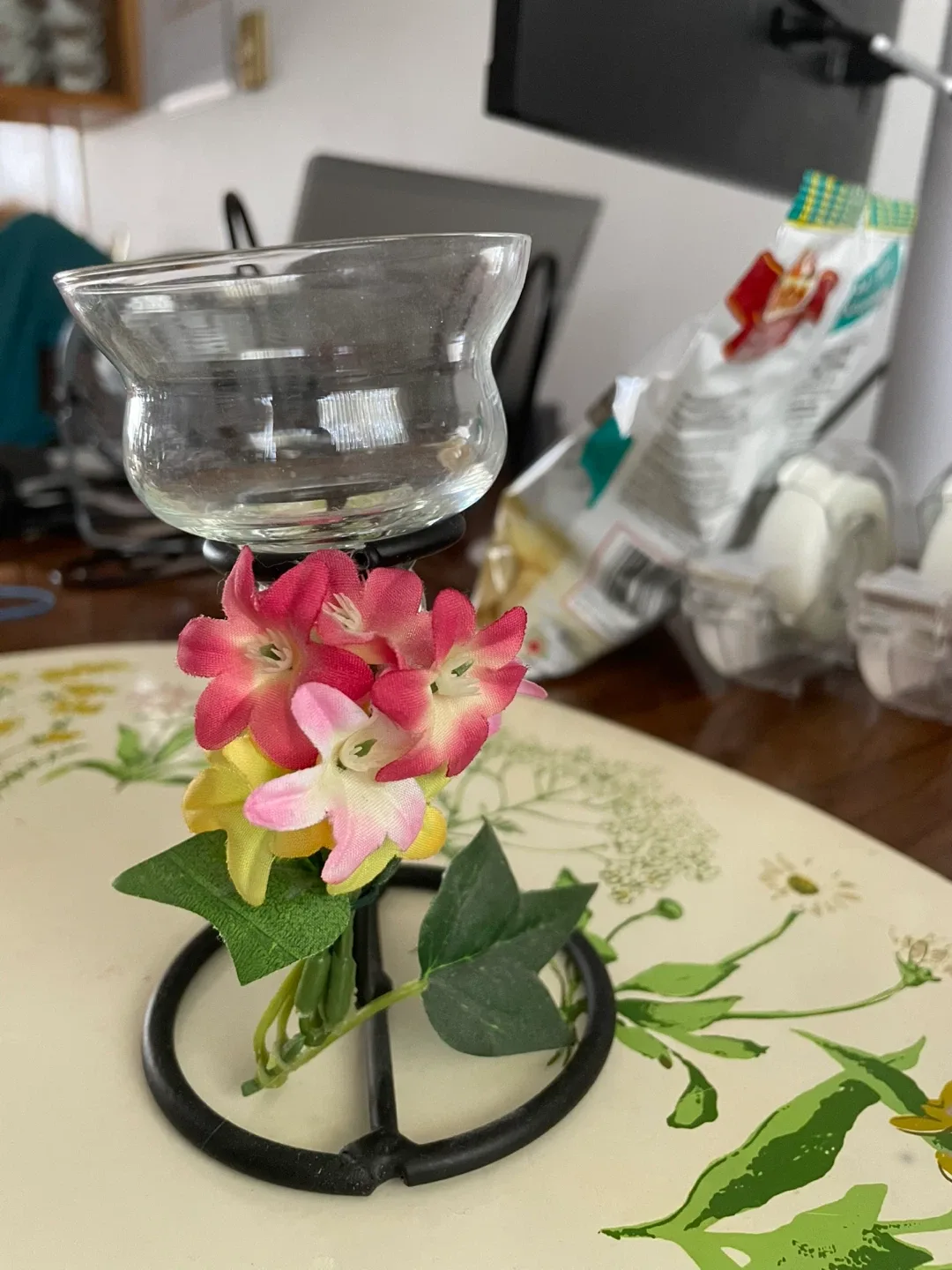 Glass Candle Holder with Floral Accent thumbnail