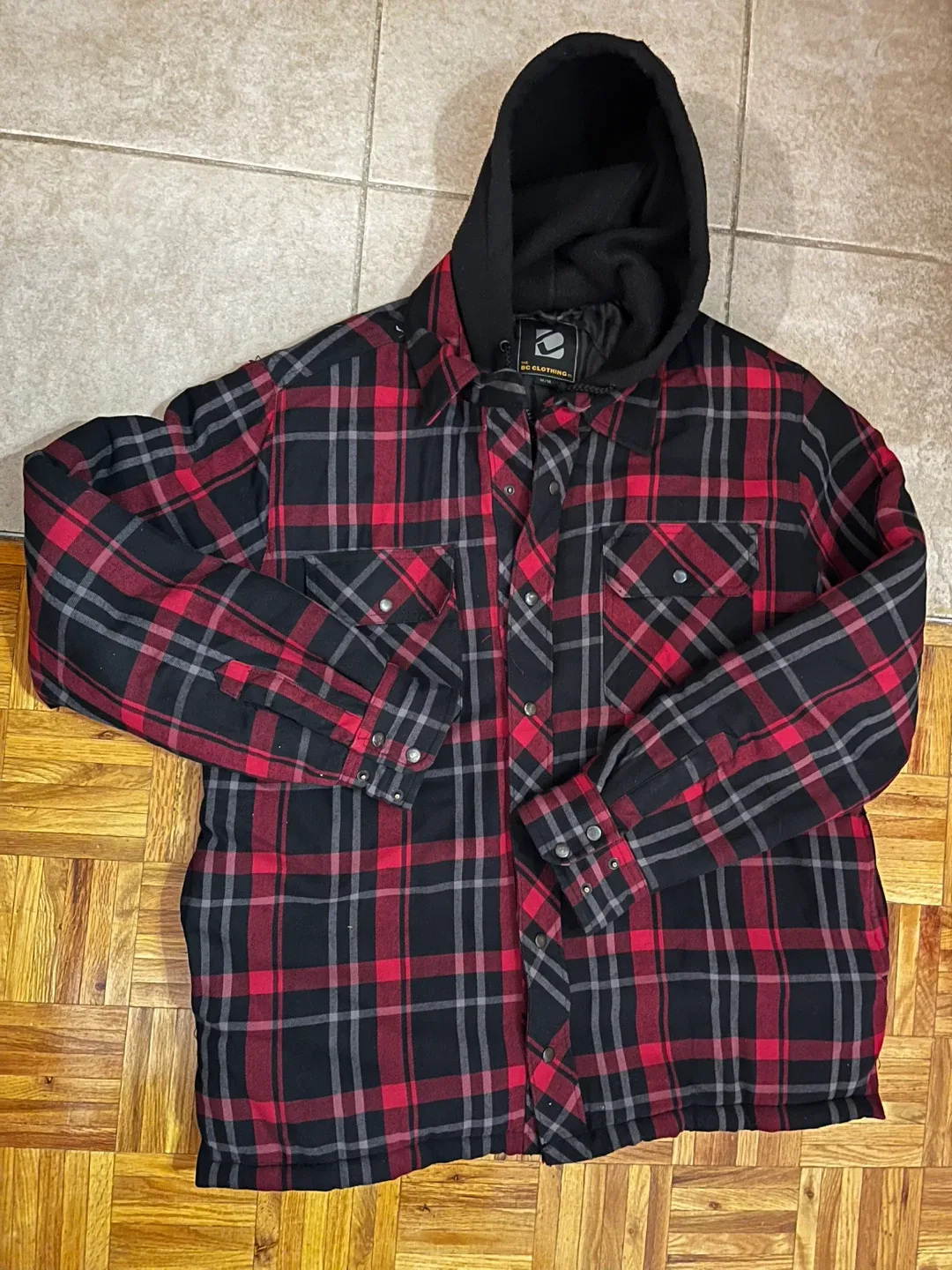 BC CLOTHING Plaid Hooded Jacket (M) thumbnail