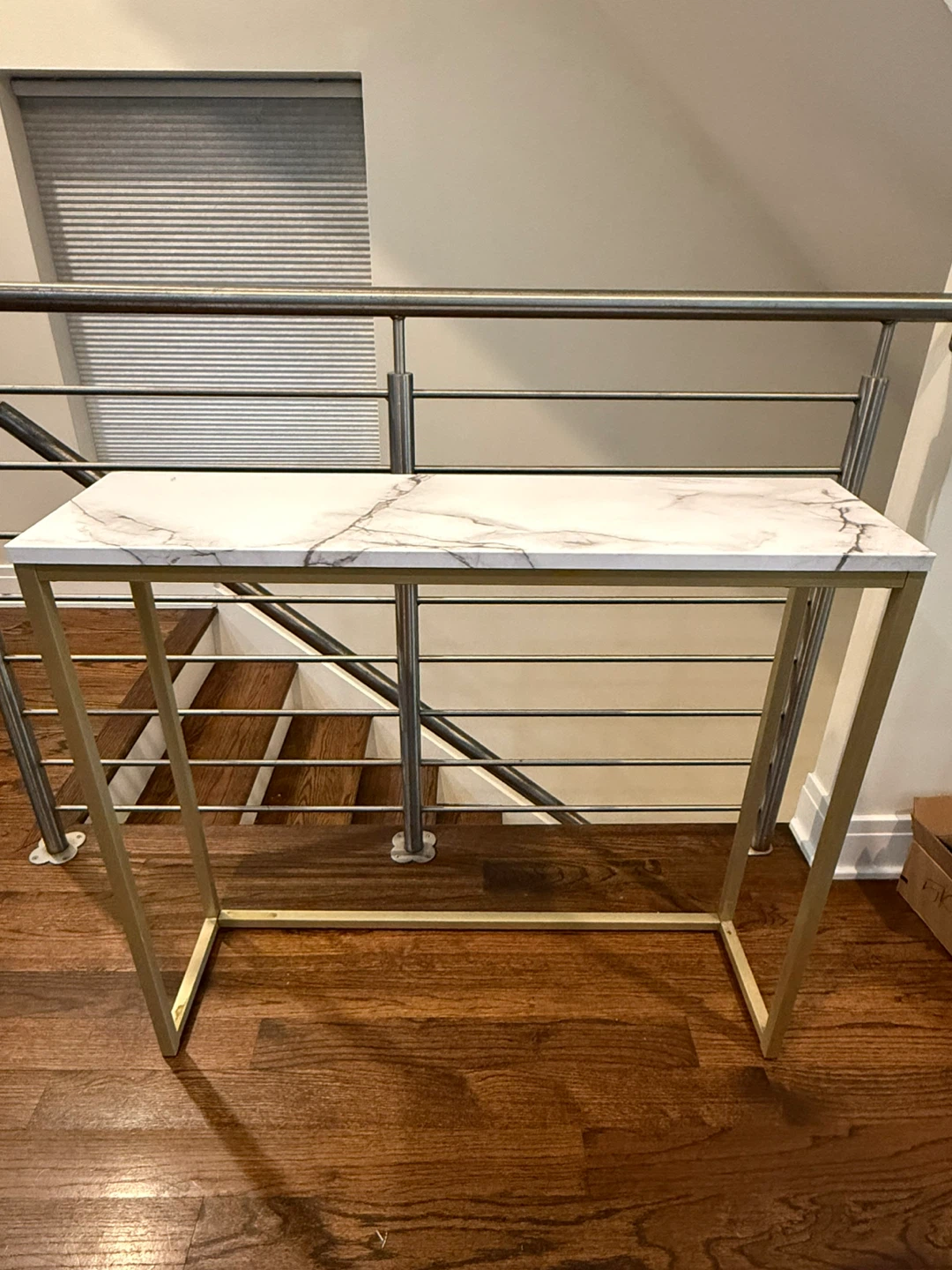 Gold Console Table with Marble Top - photo 2